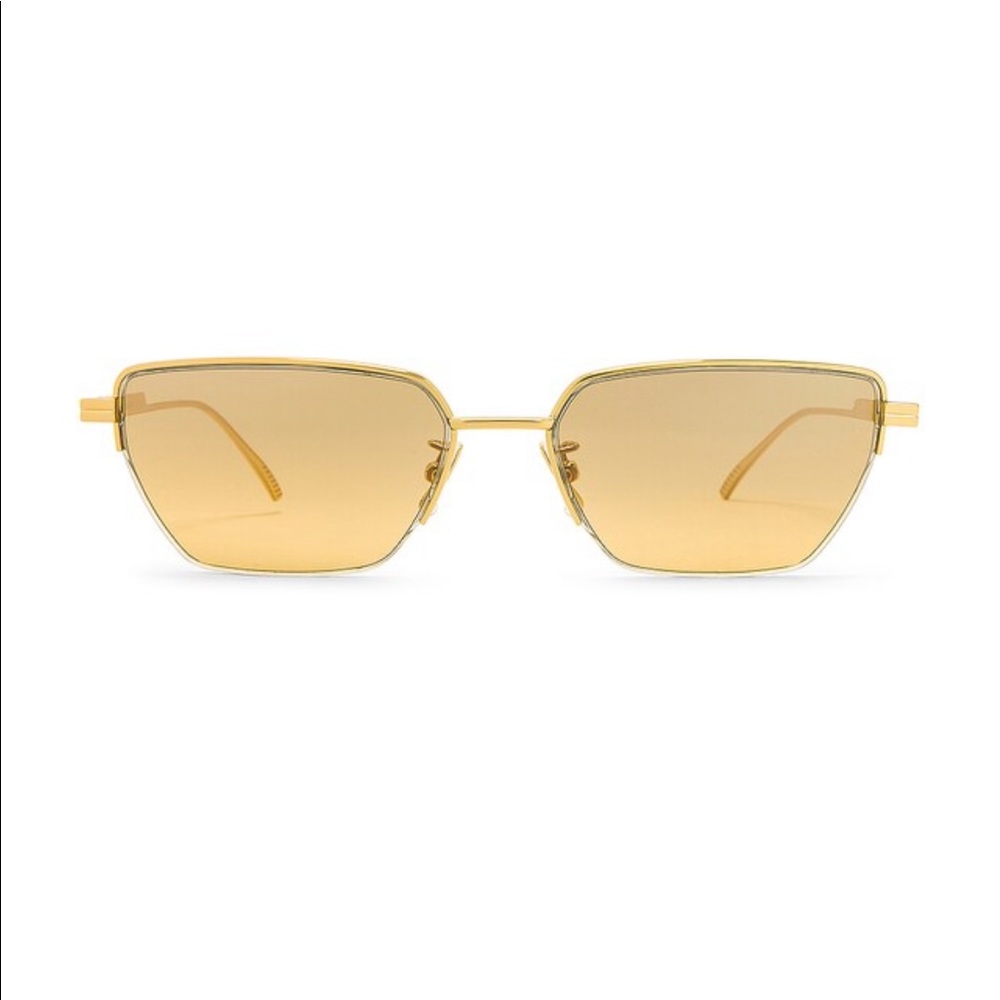 COPY - Bottega Veneta Light Ribbon Narrow Half Rim in Shiny Gold with Brown sun…
